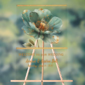 Minimalist Emerald and Gold Poppy Wedding Acrylic Acrylschild (Neutral)