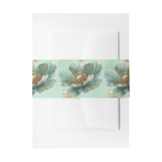 Minimalist Emerald and Gold Wedding  Invitation  Einladungsbanderole