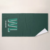 Minimalist Emerald Green Personalized Monogram Badehandtuch (Badehandtuch)