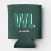 Minimalist Emerald Green Personalized Monogram Dosenkühler (Rückseite)