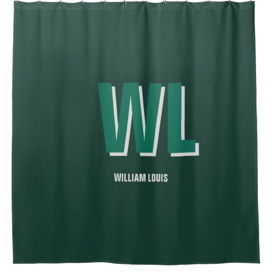 Minimalist Emerald Green Personalized Monogram  Duschvorhang (Vorderseite)