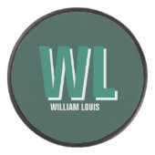 Minimalist Emerald Green Personalized Monogram Eishockey Puck (Vorderseite)