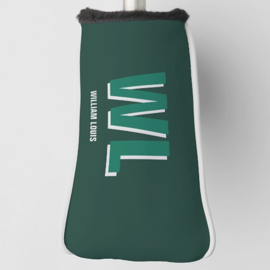 Minimalist Emerald Green Personalized Monogram  Golf Headcover (Rotieren 90)