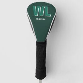 Minimalist Emerald Green Personalized Monogram Golf Headcover