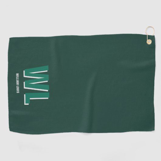 Minimalist Emerald Green Personalized Monogram  Golfhandtuch (Horizontal)