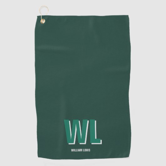 Minimalist Emerald Green Personalized Monogram  Golfhandtuch (Vorderseite)