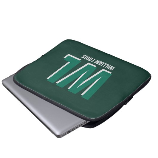 Minimalist Emerald Green Personalized Monogram Laptopschutzhülle (Vorne Knopf)