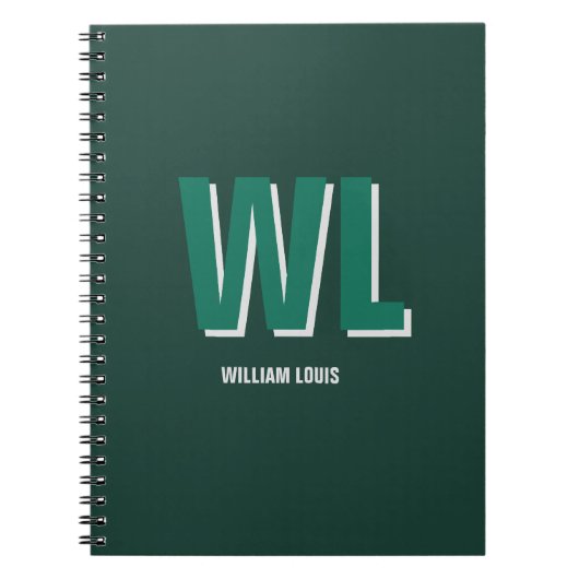 Minimalist Emerald Green Personalized Monogram Notizblock (Vorderseite)
