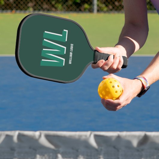 Minimalist Emerald Green Personalized Monogram  Pickleball Schläger (InSitu)