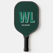 Minimalist Emerald Green Personalized Monogram  Pickleball Schläger (Rückseite)