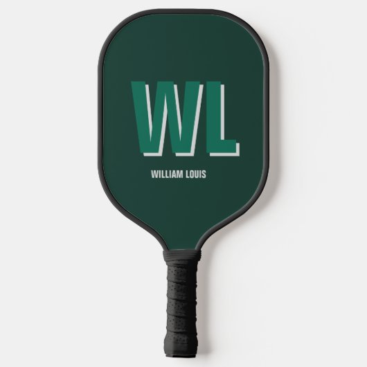Minimalist Emerald Green Personalized Monogram  Pickleball Schläger (Rückseite)