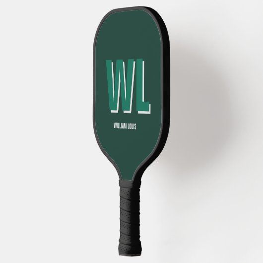 Minimalist Emerald Green Personalized Monogram  Pickleball Schläger (Links)