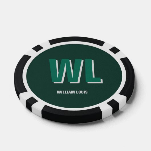 Minimalist Emerald Green Personalized Monogram Pokerchips (Einzeln)
