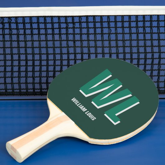 Minimalist Emerald Green Personalized Monogram Tischtennis Schläger (InSitu)