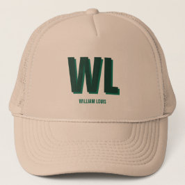 Minimalist Emerald Green Personalized Monogram Truckerkappe