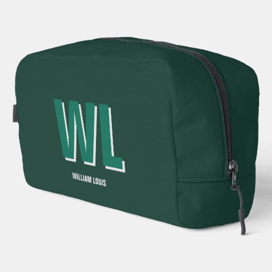 Minimalist Emerald Green Personalized Monogram Waschbeutel (Rechte Ecke)
