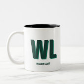 Minimalist Emerald Green Personalized Monogram Zweifarbige Tasse (Links)