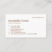 Minimalist Entrepreneur Professional Beige White Visitenkarte (Vorderseite)