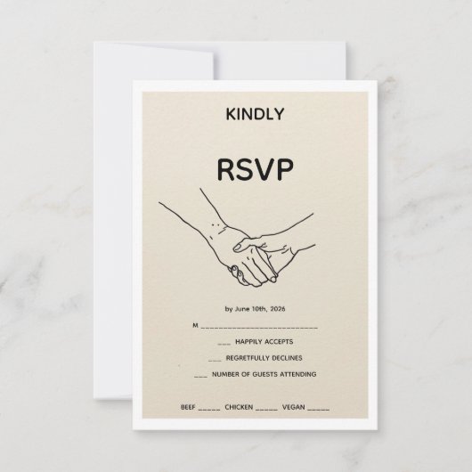 Minimalist Eternal Bond Line Art Wedding RSVP Card Karte (Vorderseite)