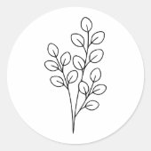 Minimalist Eucalyptus Botanical Line Art Runder Aufkleber (Vorderseite)