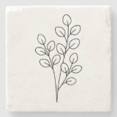 Minimalist Eucalyptus Botanical Line Art Steinuntersetzer (Vorderseite)