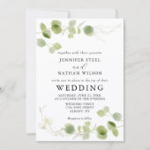 Minimalist Eucalyptus Green Foliage Classy Wedding Einladung (Vorderseite)