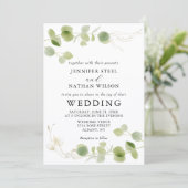 Minimalist Eucalyptus Green Foliage Classy Wedding Einladung (Stehend Vorderseite)