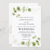 Minimalist Eucalyptus Green Foliage Classy Wedding Einladung (Vorne/Hinten)