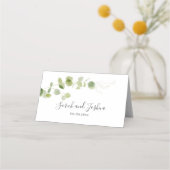 Minimalist Eucalyptus Green Foliage Classy Wedding Platzkarte (Rückseite)
