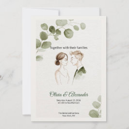 Minimalist Eucalyptus Greenery Wedding Invitation Karte