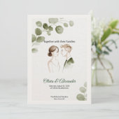 Minimalist Eucalyptus Greenery Wedding Invitation Karte (Stehend Vorderseite)
