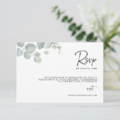 Minimalist Eucalyptus Leaves RSVP Wedding Card Save The Date (Stehend Vorderseite)