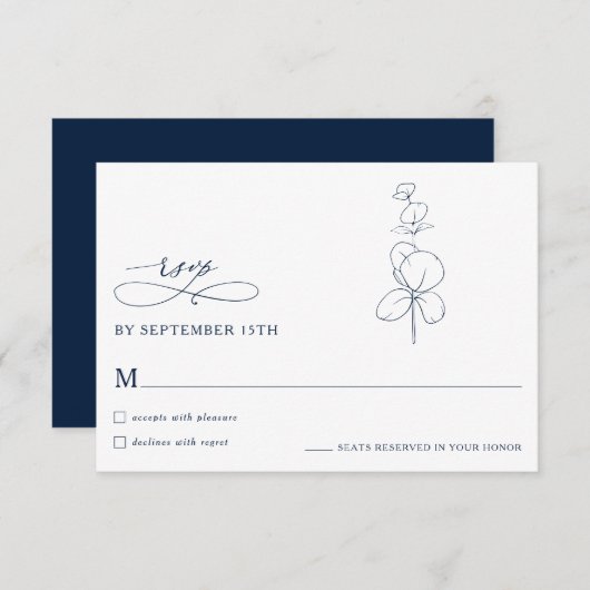 Minimalist Eucalyptus Spring Wedding RSVP Cards (Vorne/Hinten)