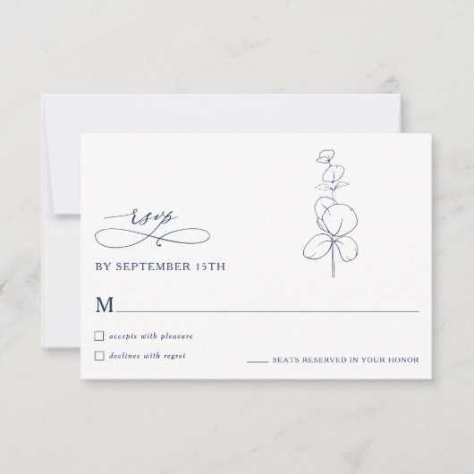 Minimalist Eucalyptus Spring Wedding RSVP Cards Karte (Vorderseite)