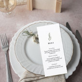Minimalist Eucalyptus Wedding Menu Card Menükarte