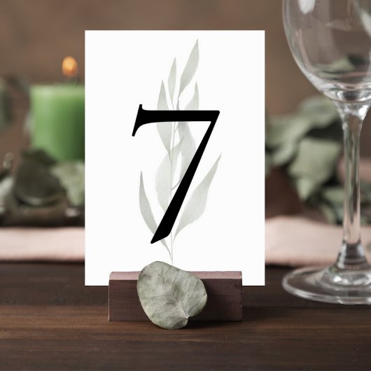 Minimalist Eucalyptus Wedding Table Number Sign Tischnummer
