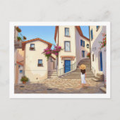 Minimalist European Street Illustration  Postkarte (Vorderseite)