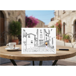 Minimalist European Street Illustration  Postkarte