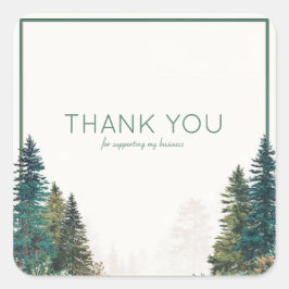 Minimalist Evergreen Pine Forest Green Frame Quadratischer Aufkleber