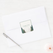 Minimalist Evergreen Pine Forest Green Frame Quadratischer Aufkleber (Umschlag)