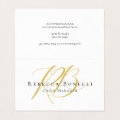 Minimalist Exklusiv Modern Goldfarbene Monogramm Visitenkarten (Außenseite Aufgefaltet)