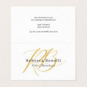 Minimalist Exklusiv Modern Goldfarbene Monogramm Visitenkarten (Außenseite Aufgefaltet)