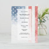 Minimalist Faded American Flag Wedding Einladung (Stehend Vorderseite)