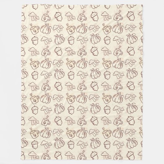 Minimalist Fall Harvest Doodle Fleece Blanket (Vorderseite)