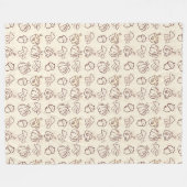Minimalist Fall Harvest Doodle Fleece Blanket (Vorderseite (Horizontal))