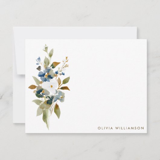 Minimalist Fall Wildflower Personalized Stationery Mitteilungskarte (Vorderseite)