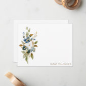 Minimalist Fall Wildflower Personalized Stationery Mitteilungskarte (Vorderseite/Rückseite Beispiel)