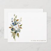 Minimalist Fall Wildflower Personalized Stationery Mitteilungskarte (Vorne/Hinten)
