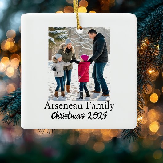 Minimalist Family photo Personalize Keramikornament