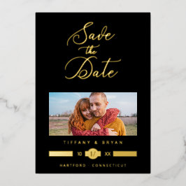 Minimalist Fancy Photo Real Gold Effect Typography Folieneinladung